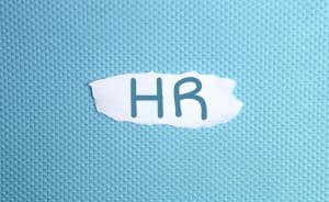 HR on a blue background